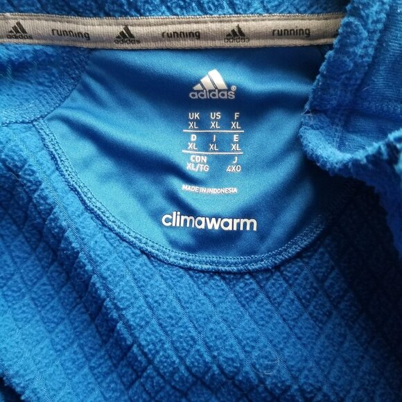 Adidas Blue ClimaWarm 1/4 Zip Pullover Sweater XL Mens Running Fleece - Picture 2 of 4